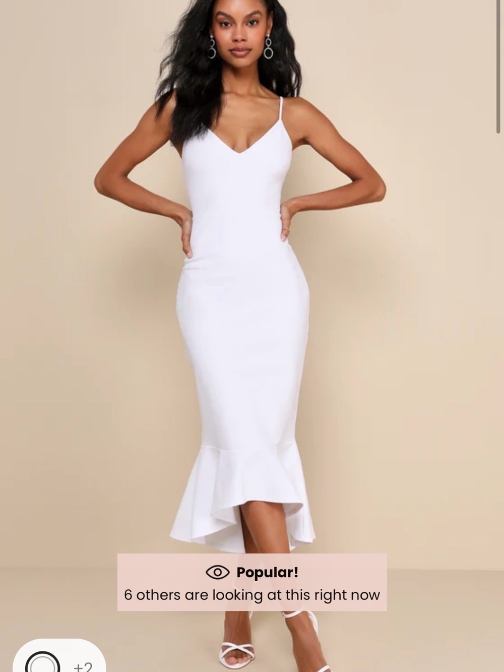 Lulu's White V-Neck Spaghetti-Strap Mermaid Midi Dress